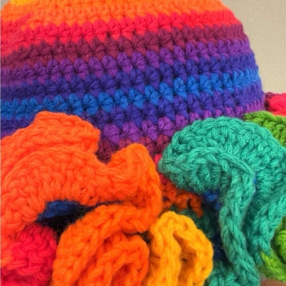 Colorful Rainbow Handmade Ruffle Hat - Picture 6 of 6